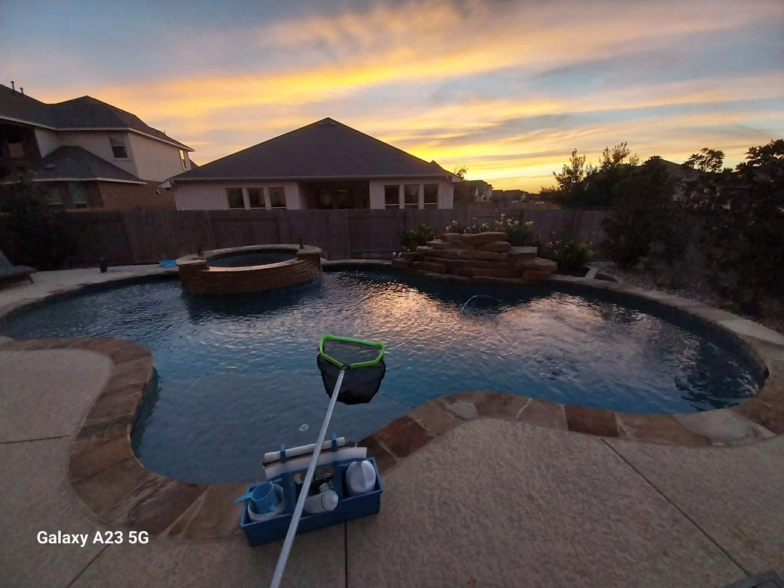 Crystal-clear residential pool — The Pool Police weekly service, West Austin TX