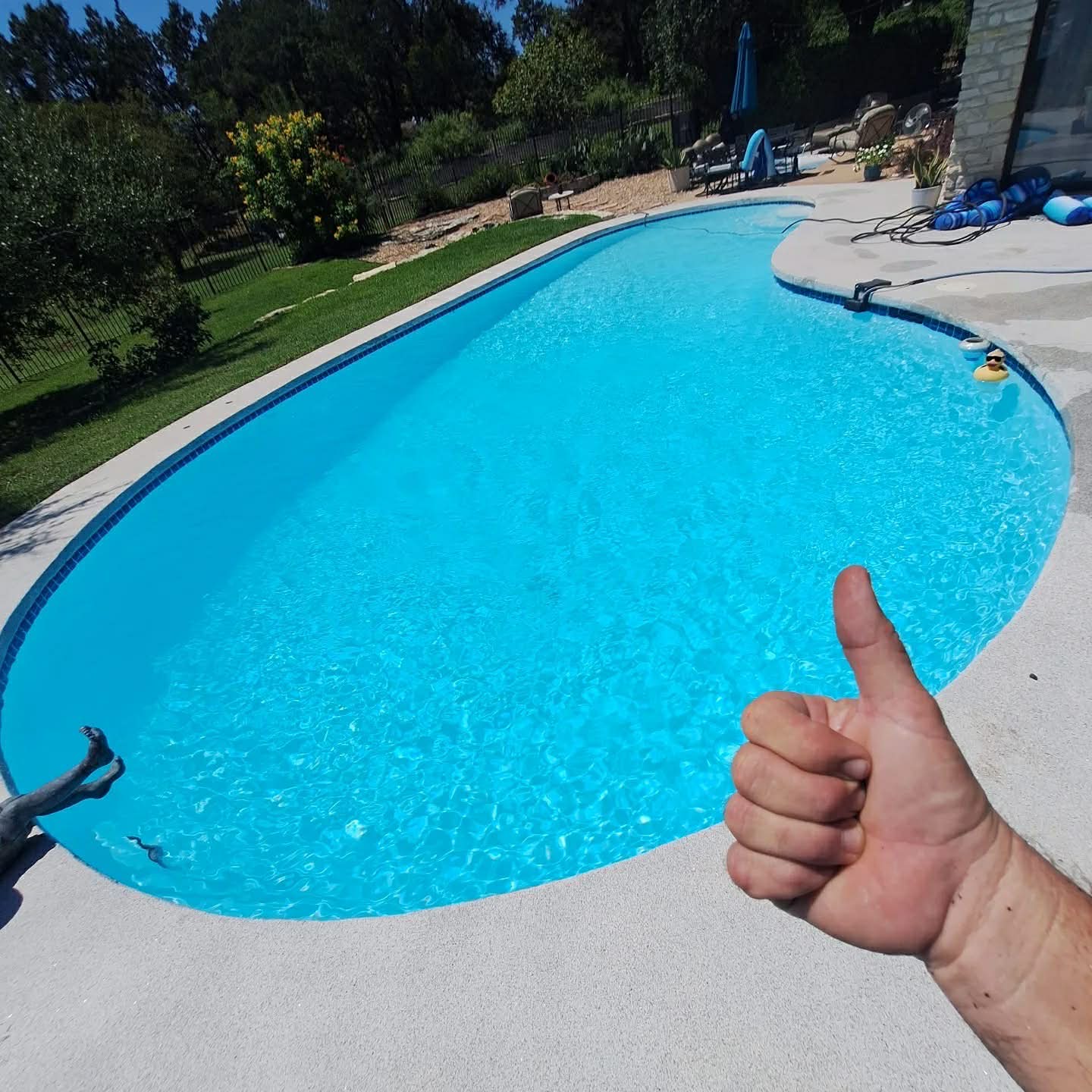 Residential pool maintained by The Pool Police — Hudson Bend TX